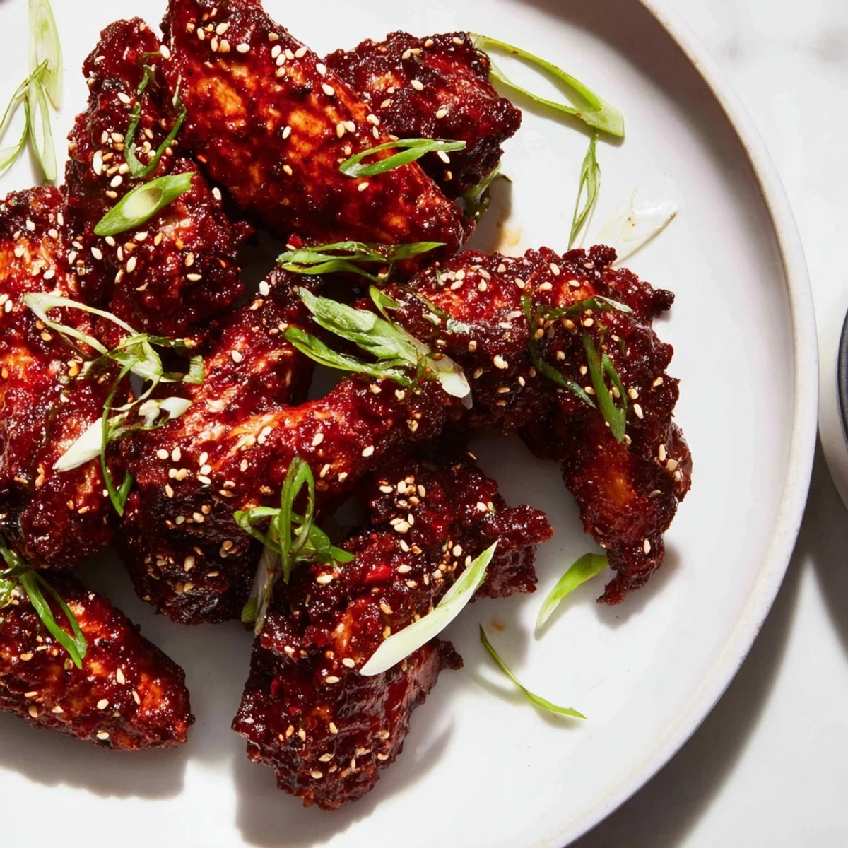 Crispy Honey-Chili Glazed Chicken Wings glistening from the sticky glaze, a perfect game day appetizer.