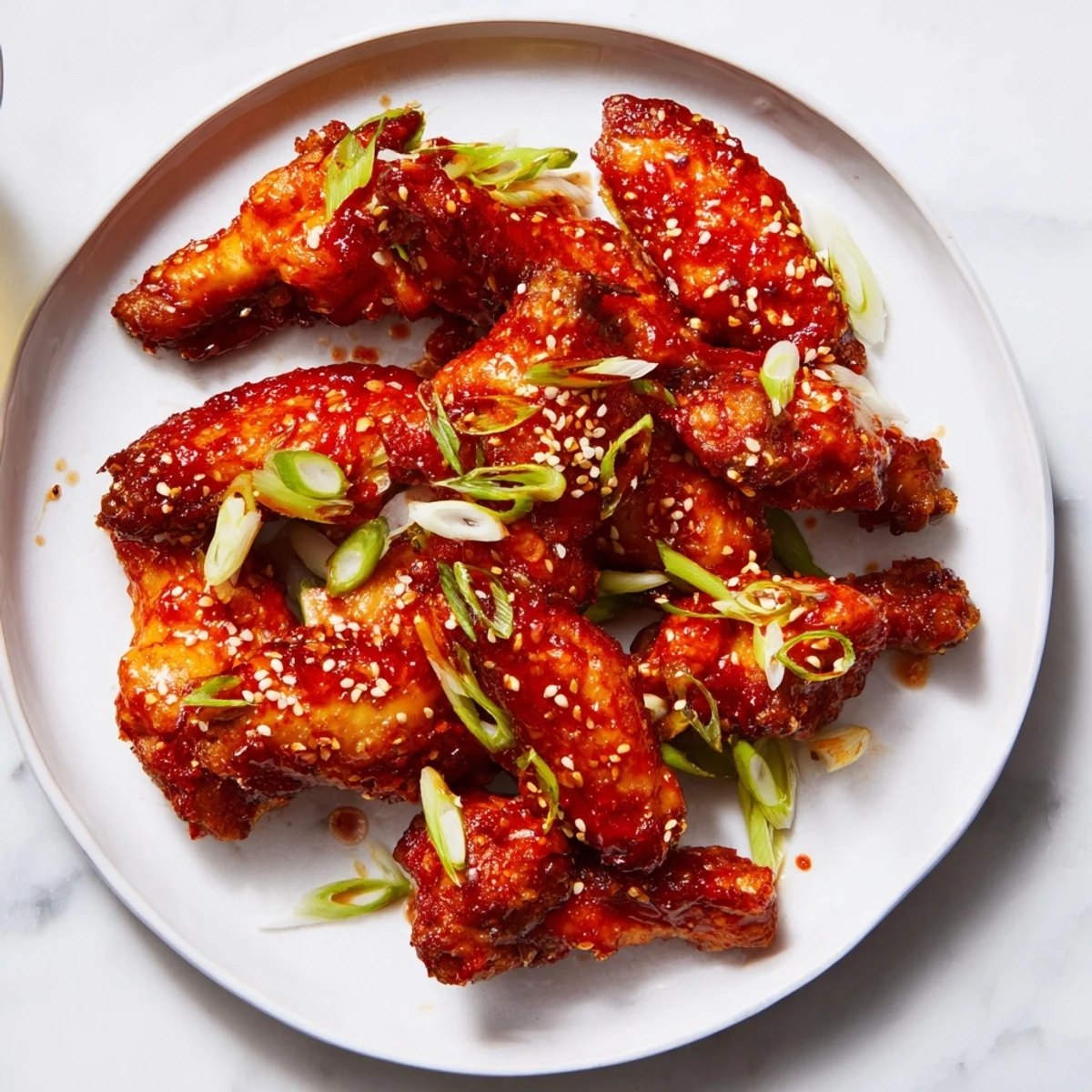 Spicy aroma of Crispy Honey-Chili Glazed Chicken Wings, served hot from the oven, ideal for sharing.