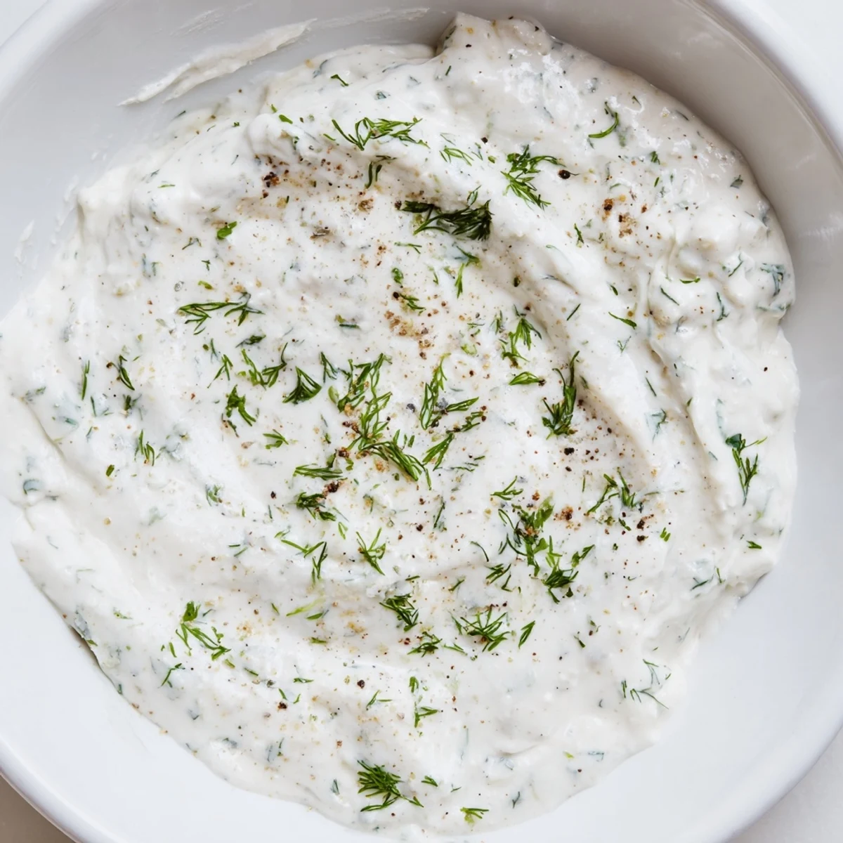 Creamy Greek Yogurt Ranch Dip, studded with vibrant green herbs, ready to be scooped with crisp, fresh vegetables.