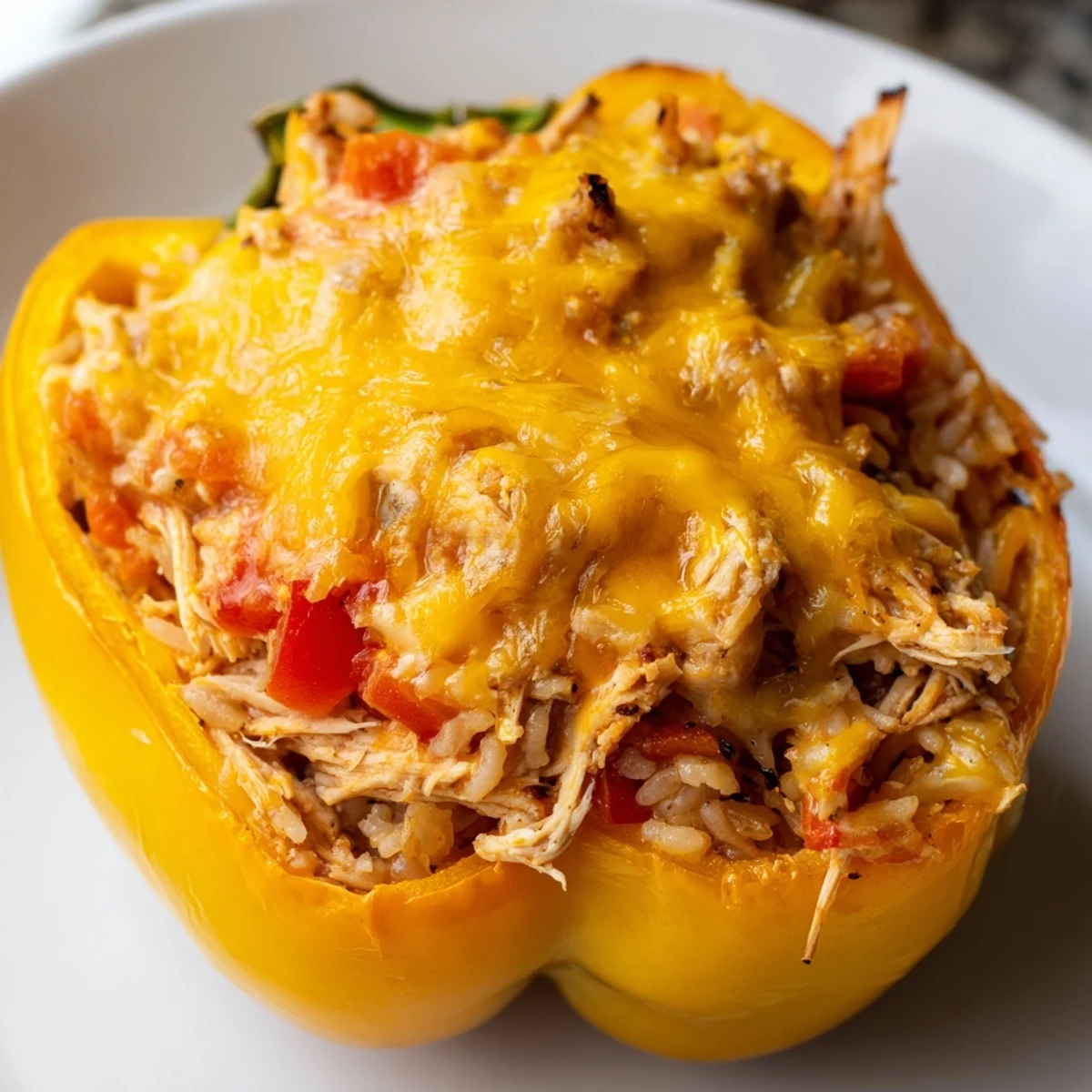 Hot and delicious, these Cheesy Chicken Stuffed Peppers offer the perfect comfort food dinner experience.
