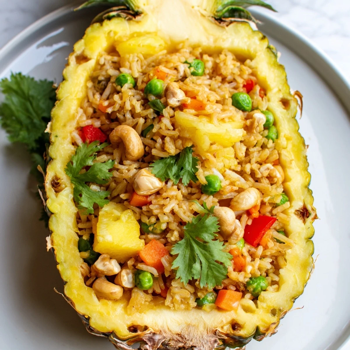 Savory Pineapple Fried Rice with tender veggies, sweet pineapple chunks, and a sprinkle of scallions, perfect for weeknight dinners.