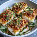 Elegant white fish baked with aromatic fennel, finished with a crispy toasted breadcrumb and walnut topping for a restaurant-quality meal.  