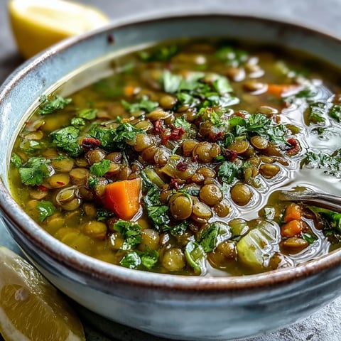 A steaming bowl of Mung Bean Soup garnished with fresh cilantro, showcasing tender beans and diced vegetables in a golden, turmeric-spiced broth.