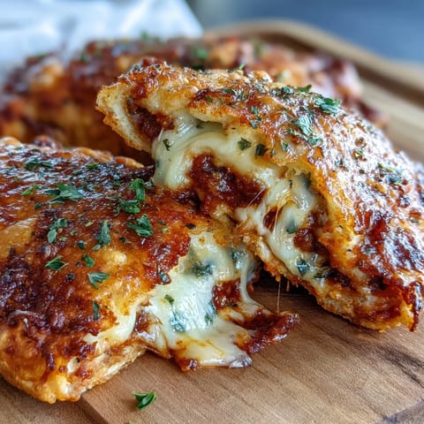 Steam rises from a sliced High Protein Pizza Hot Pocket, revealing a gooey, zesty pizza sauce filling perfect for a quick lunch.