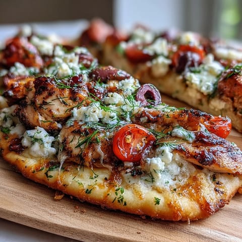 Lemon Feta Chicken Naan Pizza