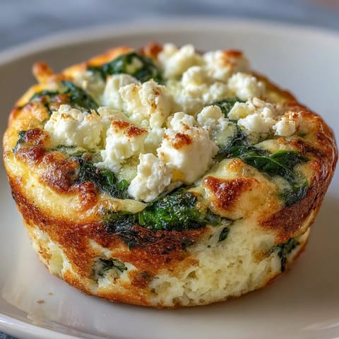 Keto Spinach and Feta Egg Muffins baked golden with savory cheese and fresh spinach, ideal for low-carb breakfast meal prep.  