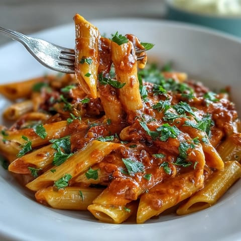Silky vegan pasta dish blending smoky roasted red peppers and protein-rich lentils into a dairy-free sauce, topped with red pepper flakes.