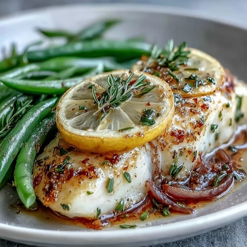 Zesty baked tilapia with lemon slices and green beans, an easy foil-packet meal perfect for low-calorie weeknights.