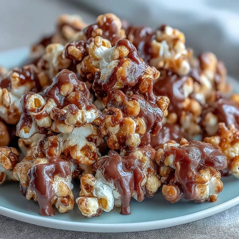 1. Caramel Candy Apple Popcorn Mix in a bowl, featuring crunchy popcorn coated in golden caramel, colorful candy pieces, and chewy dried apple bits for a sweet snack.