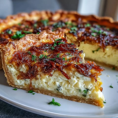A savory quiche with a flaky crust, creamy Gruyere, and soft leeks, perfect for a light spring brunch or elegant lunch.