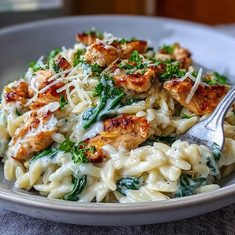 Lemon Orzo with Chicken Spinach