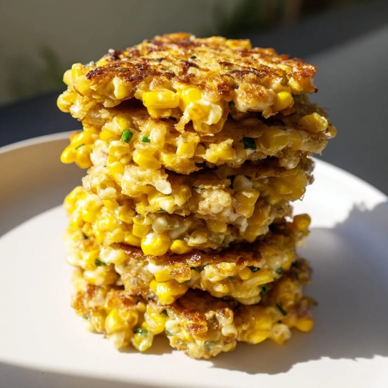 Image of warm golden corn and cheddar fritters, ideally stacked and ready to dip into sour cream.
