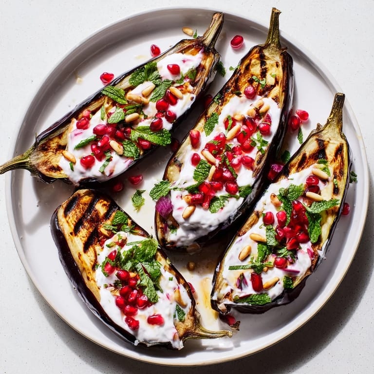 This warm, delicious roasted eggplant recipe features creamy yogurt and a sprinkle of fresh, green herbs.