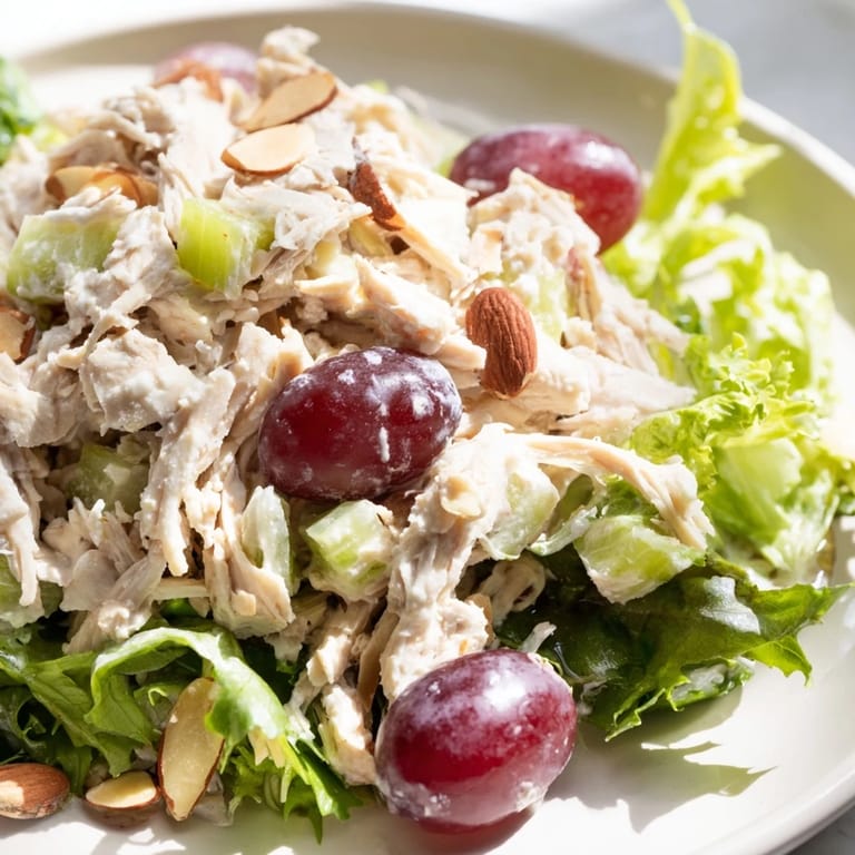 A close-up of a delightful Crispy Chicken Salad, showcasing crunchy celery and tender chicken.
