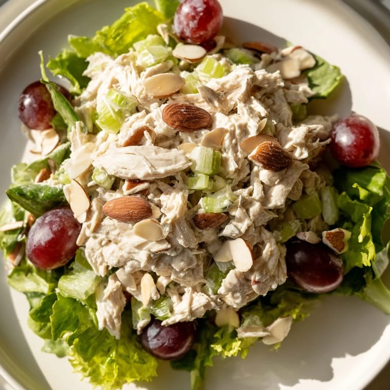 Enjoy a refreshing plate of homemade Crispy Chicken Salad, perfect for a gluten-free lunch.