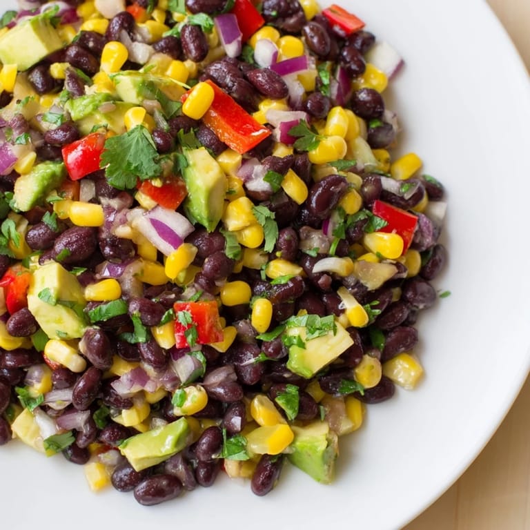 Freshly made Southwest Black Bean Salad, a zesty and flavorful side dish or meal.