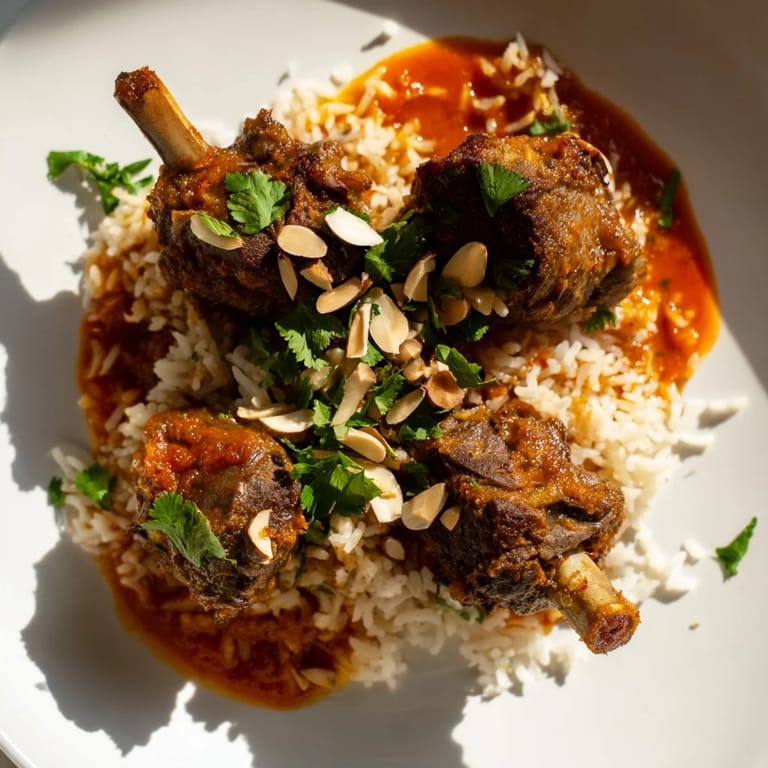 The golden rice and spiced lamb in this beautiful Qatari Majboos are truly appetizing.