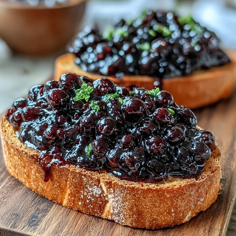 A jar of homemade Black Currant Jam with a glowing purple hue, perfect for morning toast
