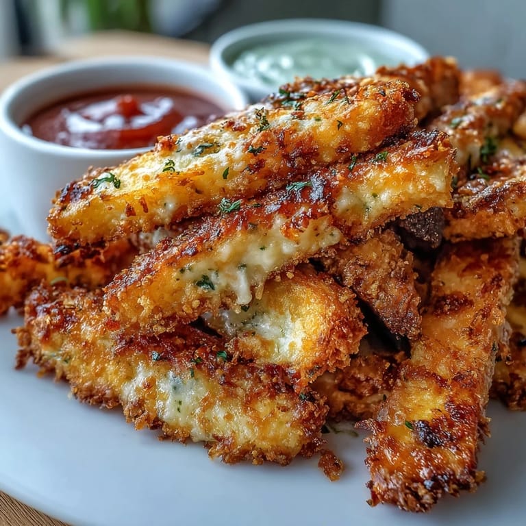 Freshly baked Crispy Baked Chicken Parmesan Fries garnished with chopped parsley on a rustic plate.