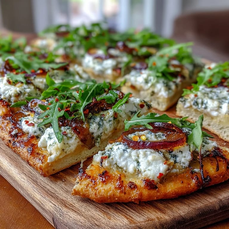Fresh thyme and balsamic flavors enhance this vegetarian appetizer, presented on a wooden board for a rustic look.