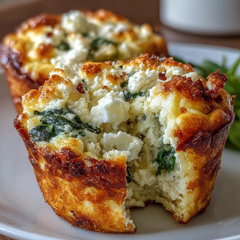 Fluffy egg muffins packed with feta, spinach, and optional bell pepper, offering a protein-rich, keto-friendly breakfast on the go.  