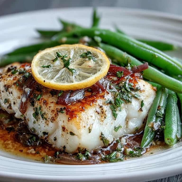 Fresh tilapia fillets and crisp green beans drizzled with garlic-lemon marinade, baked in foil for a flavorful, healthy dish.