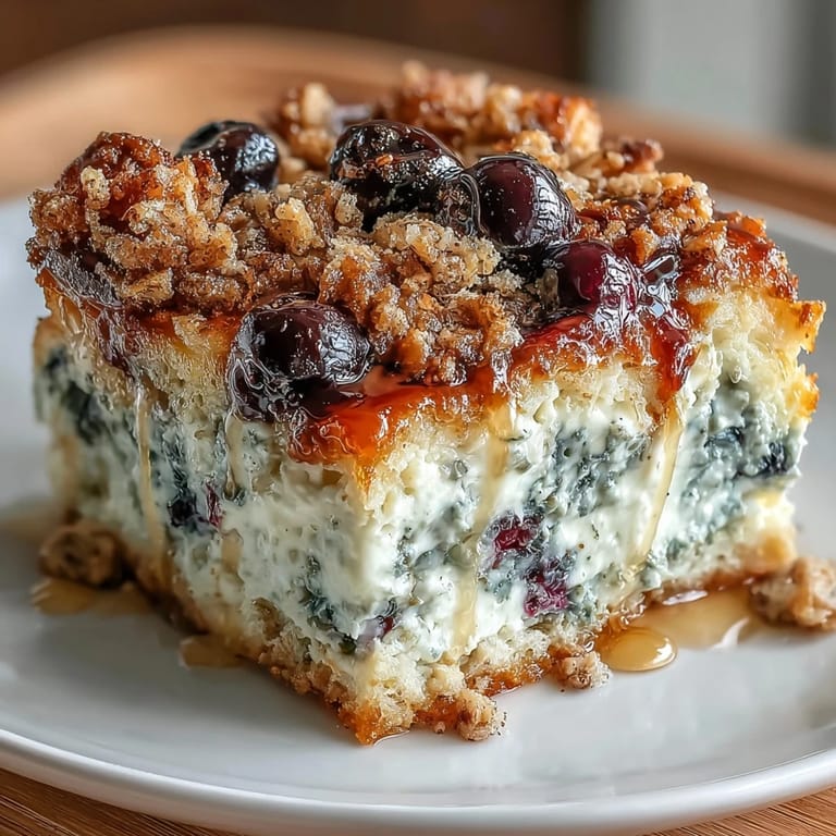 A wholesome, cinnamon-scented blueberry cottage cheese casserole, perfect for make-ahead breakfasts or brunch gatherings.