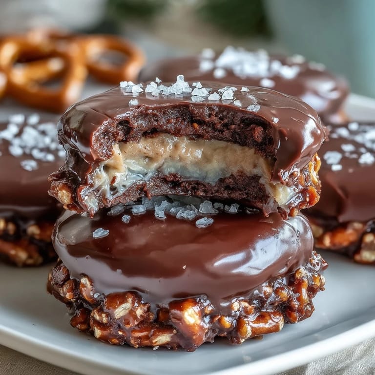 Delicious homemade peanut butter cups featuring crunchy pretzel base and rich chocolate layer.  
