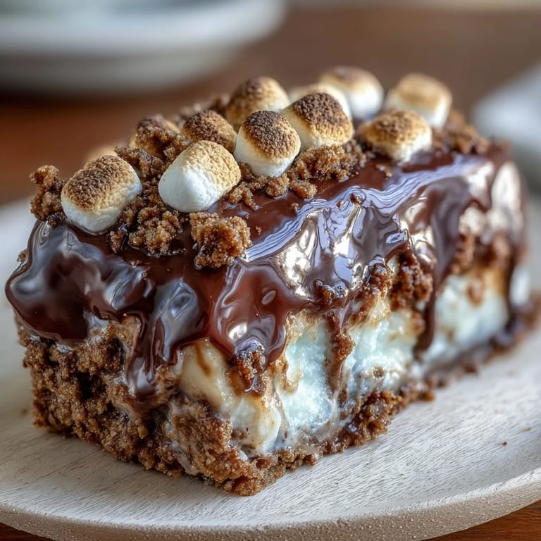Crisp apple slices dipped in melted chocolate, topped with graham cracker crumbs and gooey marshmallow for a playful dessert.