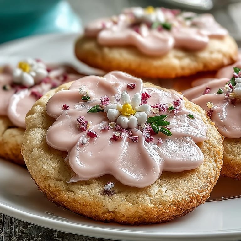 Buttery flower cookies decorated with pastel icing, ideal for spring events and elegant dessert tables.