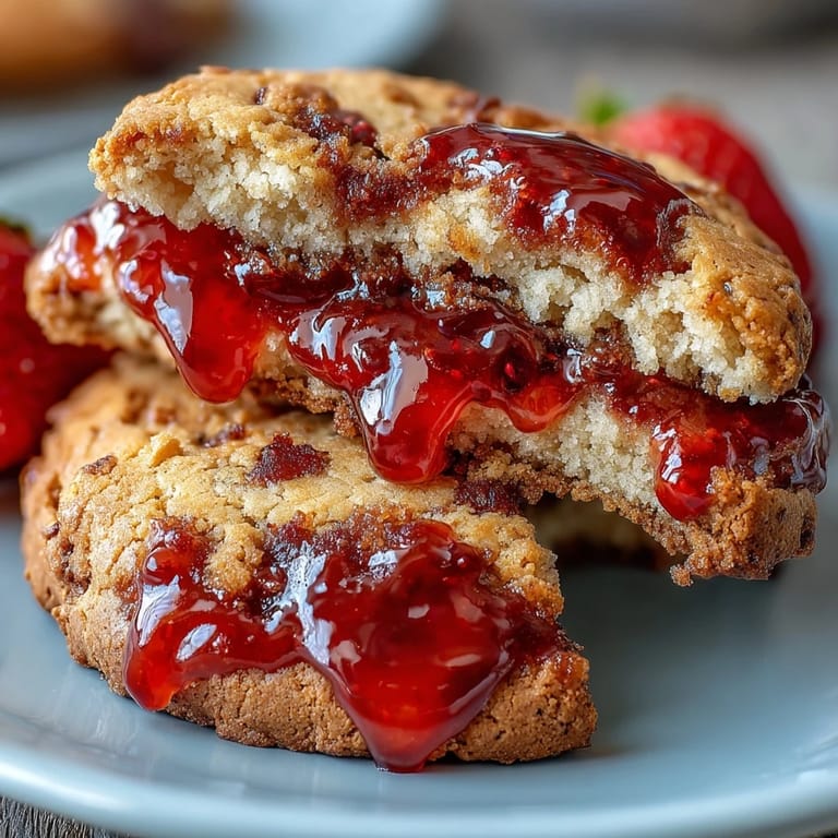 Buttery thumbprint cookies filled with homemade strawberry jam, perfect for a sweet afternoon treat or holiday cookie platter.