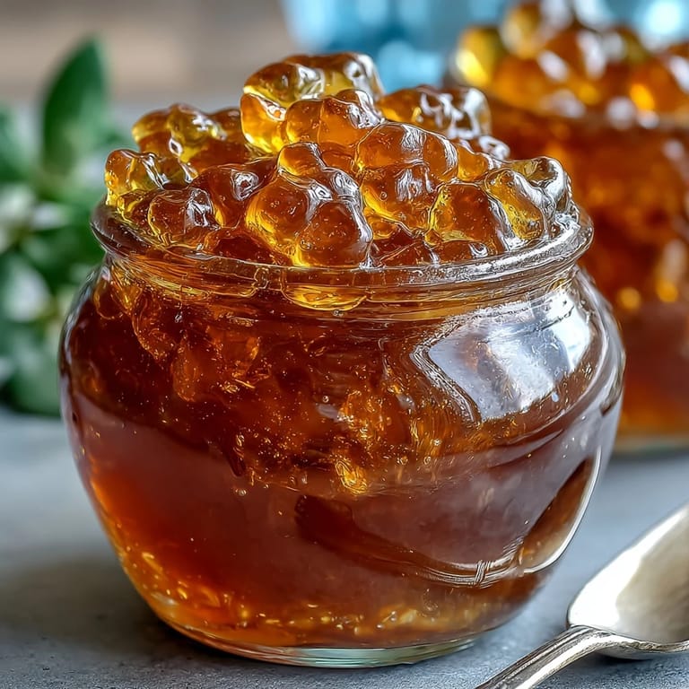 A jar of homemade dandelion jelly with vibrant golden hue, capturing the subtle sweetness of foraged blossoms in every spoonful.
