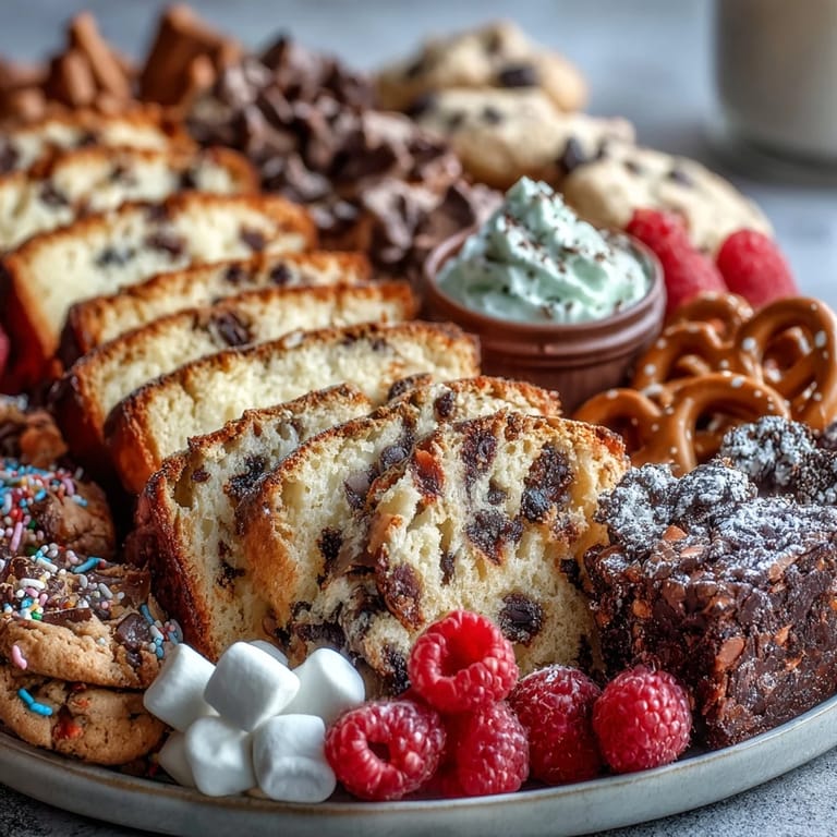 Festive dessert board with colorful cake slices, assorted cookies, and rich brownie bites, ideal for graduation parties and celebrations.