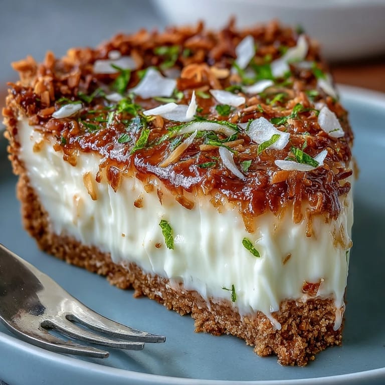 Zesty lime filling meets tropical coconut in this no-bake graham cracker tart, perfect for summer dessert tables.