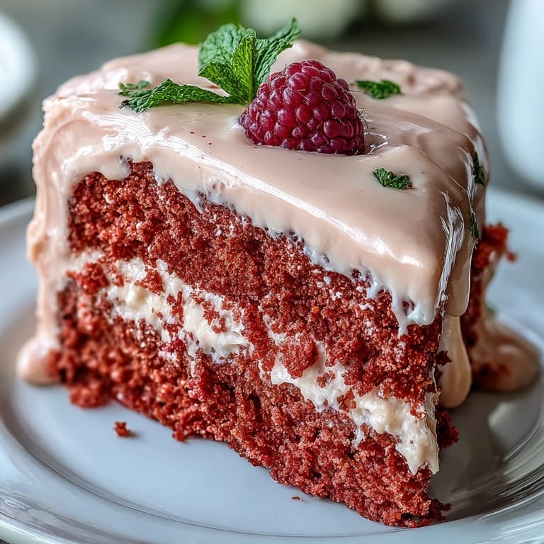 Decadent Rosé Velvet Cake, perfectly frosted and drizzled with edible gold.