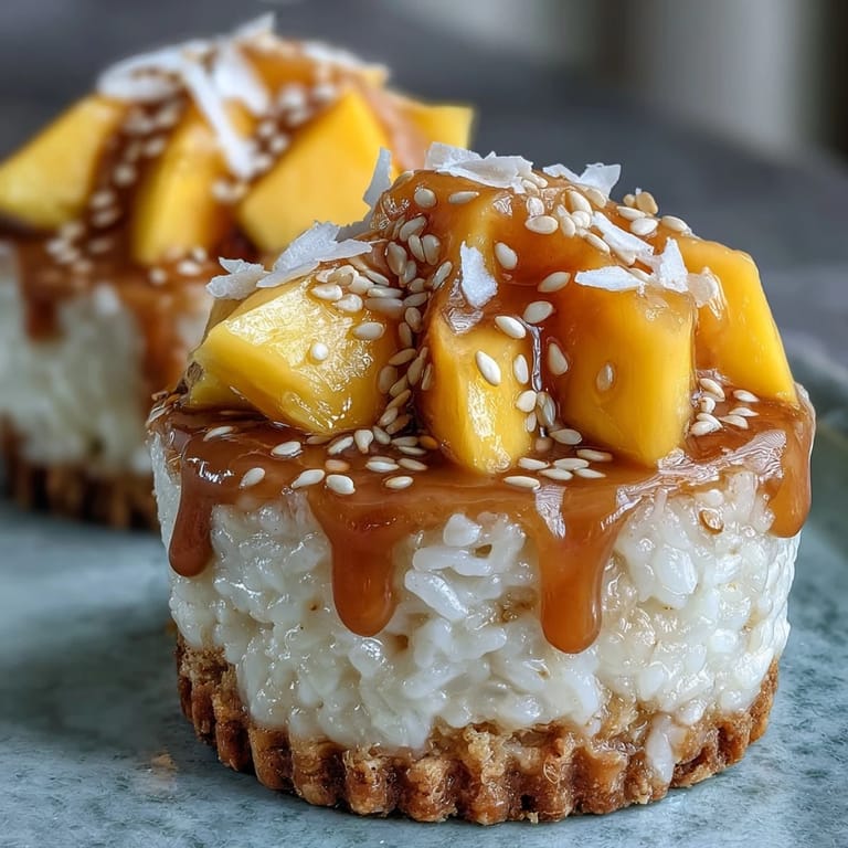 Vibrant Coconut Mango Sticky Rice Cups showcasing sweet, creamy coconut rice.