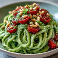 Zucchini Noodles with Avocado Pesto, a vibrant, creamy vegan dish perfect for a light meal.